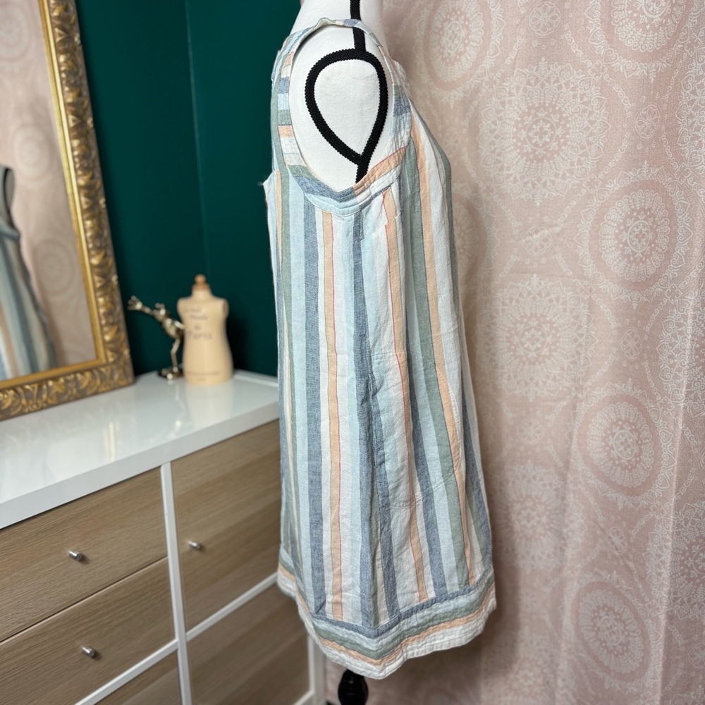 For Cynthia by Anthropologie Linen Viscose Blend Sleeveless Striped Dress Size M - Picture 7 of 9